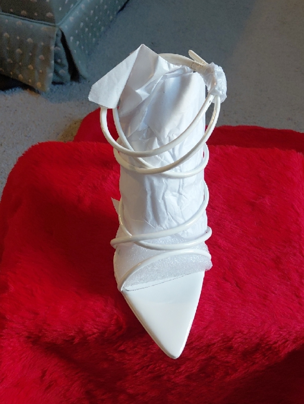Cape Robbin White Strappy Patent Heeled Sandals - Picture 9 of 15